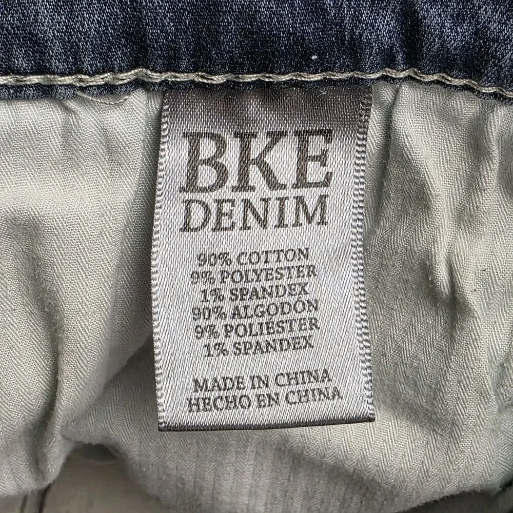 BKE Men's 40x32 Straight Leg Blue Denim Distressed Stretch Jeans